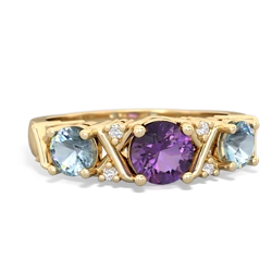 Amethyst Hugs And Kisses 14K Yellow Gold ring R5016