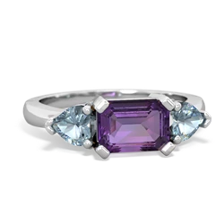 Amethyst Three Stone 14K White Gold ring R5235