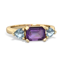 Amethyst Three Stone 14K Yellow Gold ring R5235