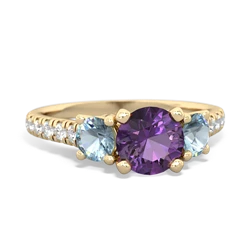 Amethyst Pave Trellis 14K Yellow Gold ring R5500