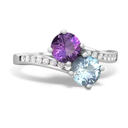 Amethyst Channel Set Two Stone 14K White Gold ring R5303