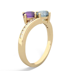 Amethyst Channel Set Two Stone 14K Yellow Gold ring R5303