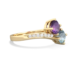 Amethyst Channel Set Two Stone 14K Yellow Gold ring R5303