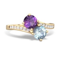 Amethyst Channel Set Two Stone 14K Yellow Gold ring R5303