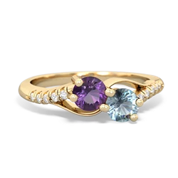 Amethyst Infinity Pave Two Stone 14K Yellow Gold ring R5285