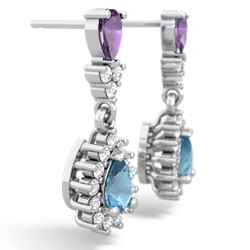 Amethyst Halo Pear Dangle 14K White Gold earrings E1882