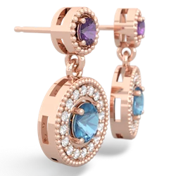 Amethyst Halo Dangle 14K Rose Gold earrings E5319