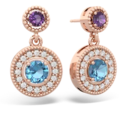 Amethyst Halo Dangle 14K Rose Gold earrings E5319