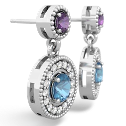 Amethyst Halo Dangle 14K White Gold earrings E5319