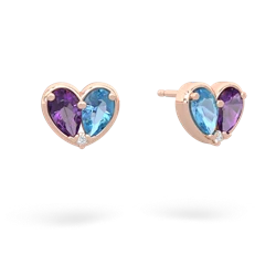 Amethyst 'Our Heart' 14K Rose Gold earrings E5072