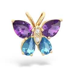 Amethyst Butterfly 14K Yellow Gold pendant P2215