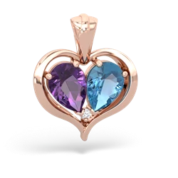 Amethyst Two Become One 14K Rose Gold pendant P5330