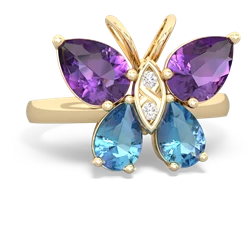 Amethyst Butterfly 14K Yellow Gold ring R2215