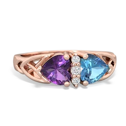 Amethyst Celtic Knot Double Heart 14K Rose Gold ring R5040