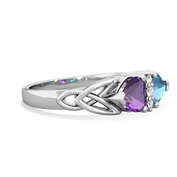 Amethyst Celtic Knot Double Heart 14K White Gold ring R5040