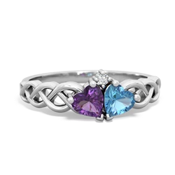 Amethyst Heart To Heart Braid 14K White Gold ring R5870