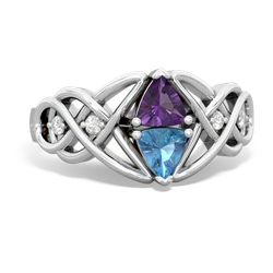 Amethyst Keepsake Celtic Knot 14K White Gold ring R5300