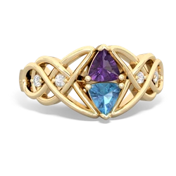 Amethyst Keepsake Celtic Knot 14K Yellow Gold ring R5300