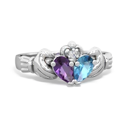 Amethyst 'Our Heart' Claddagh 14K White Gold ring R2388