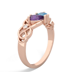 Amethyst 'One Heart' Celtic Knot Claddagh 14K Rose Gold ring R5322