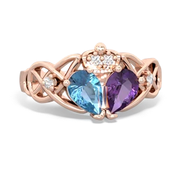 Amethyst 'One Heart' Celtic Knot Claddagh 14K Rose Gold ring R5322