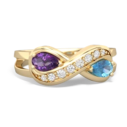 Amethyst Diamond Infinity 14K Yellow Gold ring R5390