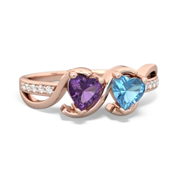 Amethyst Side By Side 14K Rose Gold ring R3090