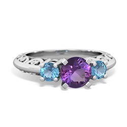 Amethyst Art Deco Eternal Embrace Engagement 14K White Gold ring C2003