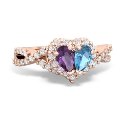 Amethyst Diamond Twist 'One Heart' 14K Rose Gold ring R2640HRT