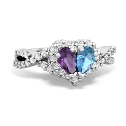 Amethyst Diamond Twist 'One Heart' 14K White Gold ring R2640HRT