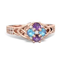 Amethyst Celtic Knot Cluster Engagement 14K Rose Gold ring R26443RD