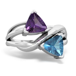 Amethyst Split Band Swirl 14K White Gold ring R2341