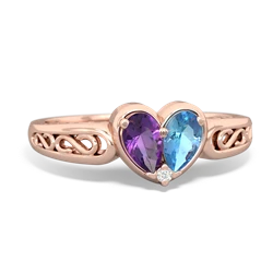 Amethyst Filligree 'One Heart' 14K Rose Gold ring R5070