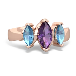 Amethyst Three Peeks 14K Rose Gold ring R2433