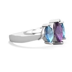 Amethyst Three Peeks 14K White Gold ring R2433