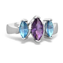 Amethyst Three Peeks 14K White Gold ring R2433