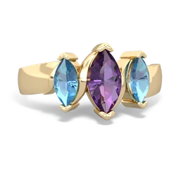 Amethyst Three Peeks 14K Yellow Gold ring R2433