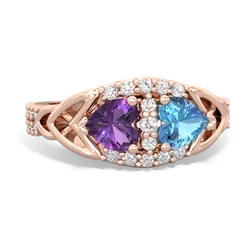 Amethyst Sparkling Celtic Knot 14K Rose Gold ring R2645