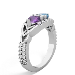 Amethyst Sparkling Celtic Knot 14K White Gold ring R2645