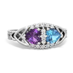 Amethyst Sparkling Celtic Knot 14K White Gold ring R2645