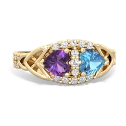 Amethyst Sparkling Celtic Knot 14K Yellow Gold ring R2645