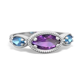 Amethyst Milgrain Marquise 14K White Gold ring R5700