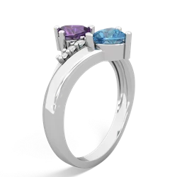 Amethyst Heart To Heart 14K White Gold ring R2064