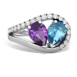 Amethyst Nestled Heart Keepsake 14K White Gold ring R5650