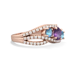 Amethyst Three Stone Aurora 14K Rose Gold ring R3080