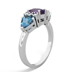 Amethyst Antique Style Three Stone 14K White Gold ring R2186