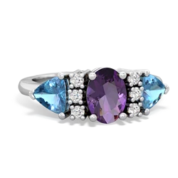 Amethyst Antique Style Three Stone 14K White Gold ring R2186