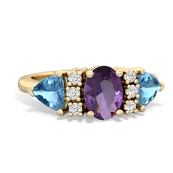 Amethyst Antique Style Three Stone 14K Yellow Gold ring R2186