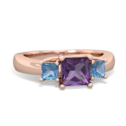 Amethyst Three Stone Trellis 14K Rose Gold ring R4015