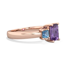 Amethyst Three Stone Emerald-Cut Trellis 14K Rose Gold ring R4021